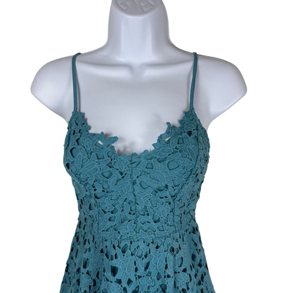 ASTR Dress Women Extra Small Teal Lace Midi Romantic Feminine Floral Fairy - Picture 3 of 15